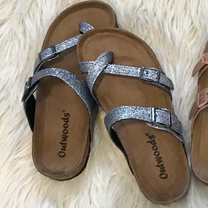 Pewter glitter sandals